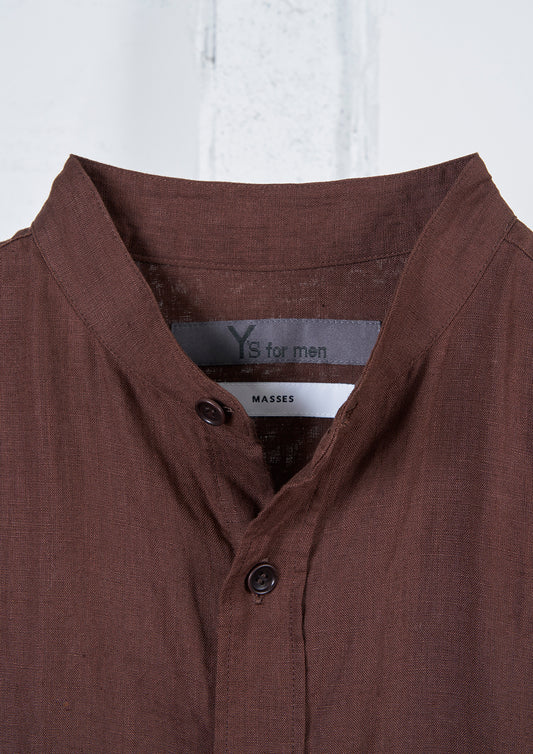 Y's × MASSES_LINEN CLOTH LINEN STAND COLLAR BLOUSE