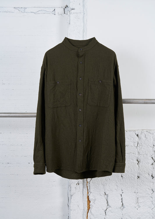 Y's × MASSES_SHRINK SERGE SHRINK STAND COLLAR BLOUSE