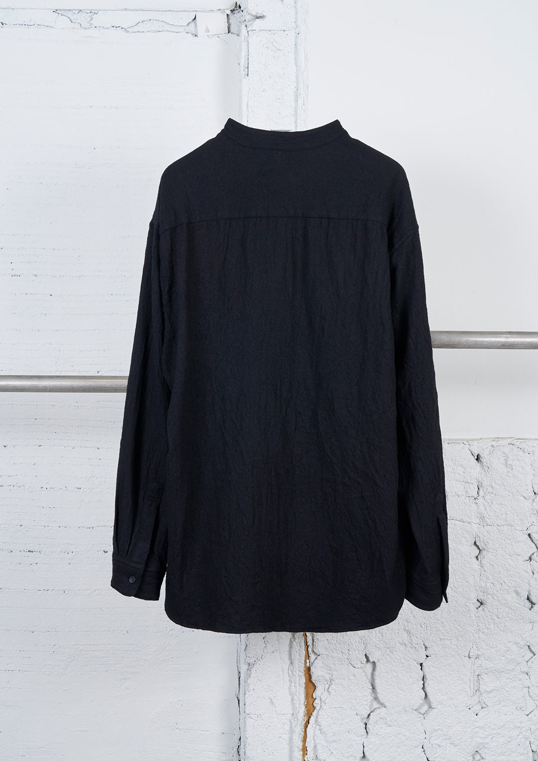 Y's × MASSES_SHRINK SERGE SHRINK STAND COLLAR BLOUSE