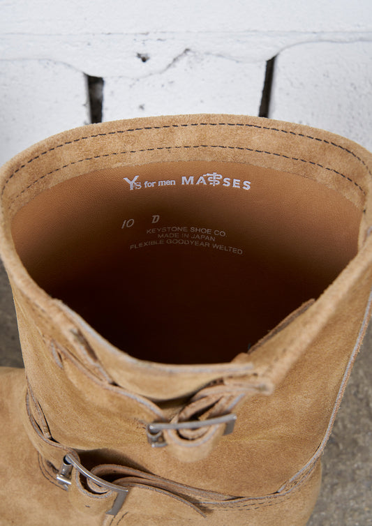 Y's × MASSES_BUCK SKIN BEIGE ENGINNER BOOTS