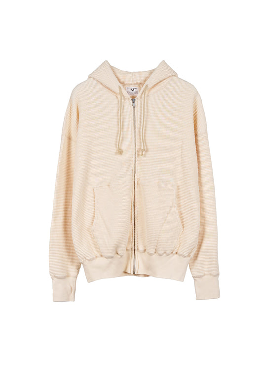 WAFFLE SWEAT HOODED ZIP