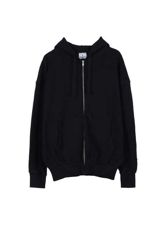 WAFFLE SWEAT HOODED ZIP
