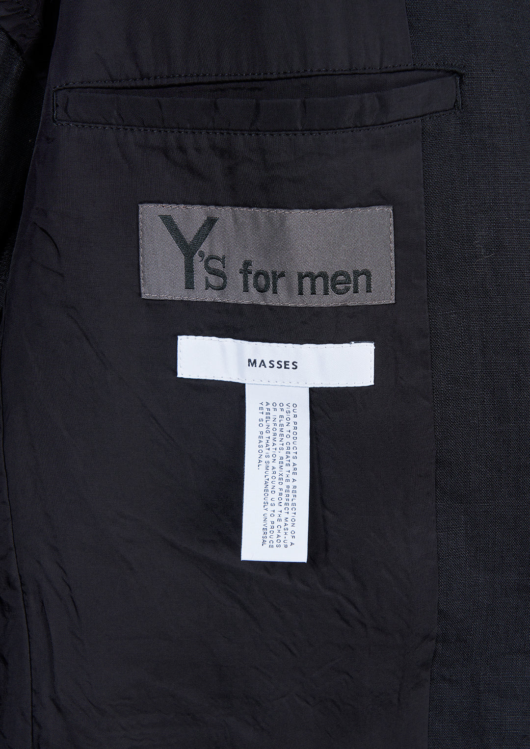 Y's × MASSES_LINEN CLOTH 3BS JACKET