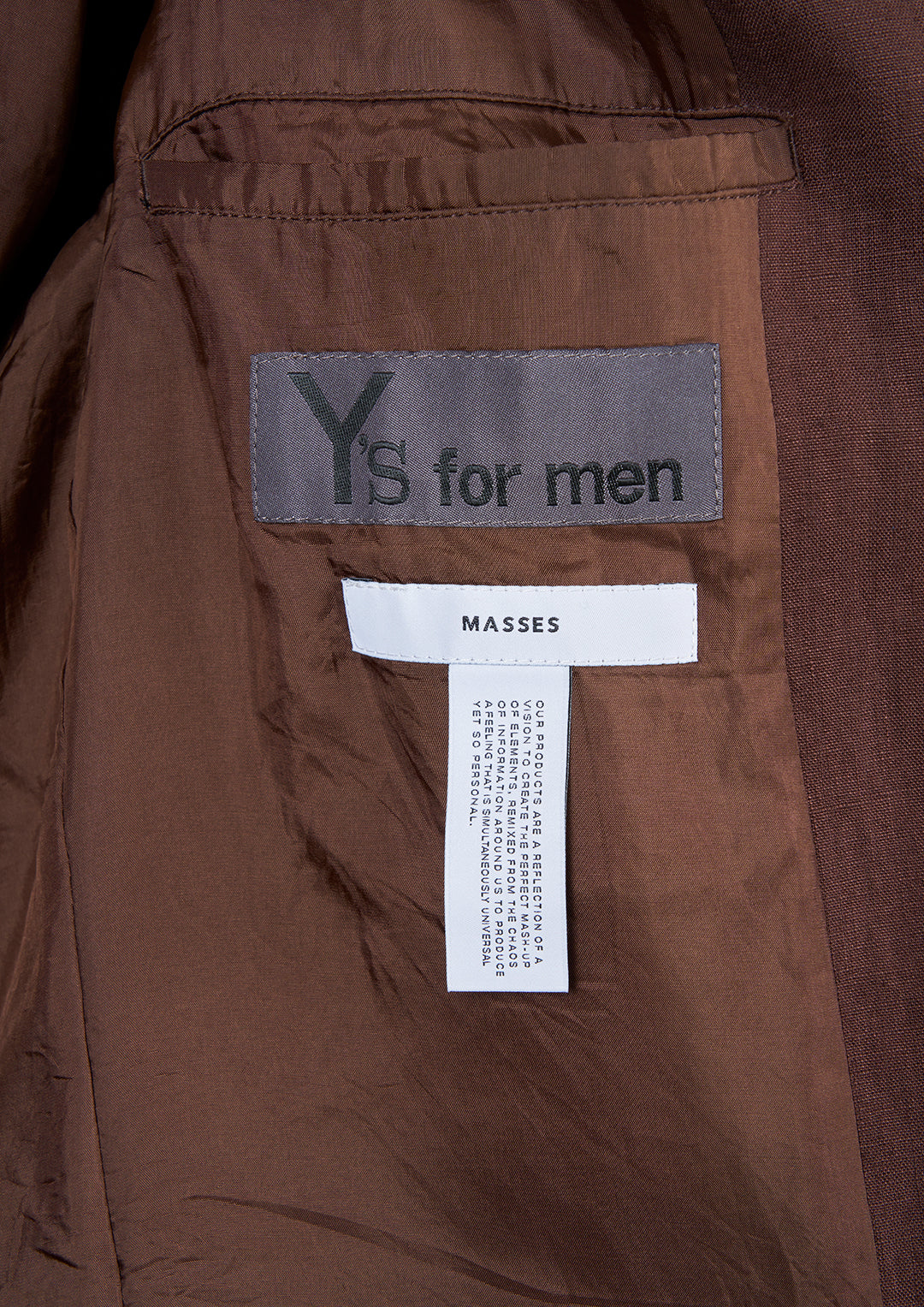 Y's × MASSES_LINEN CLOTH 3BS JACKET