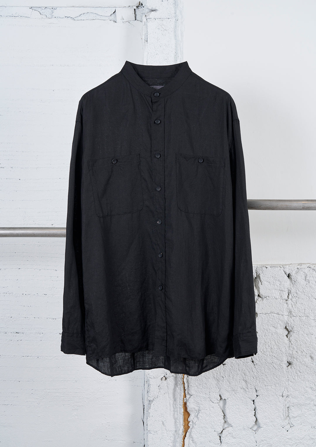 Y's × MASSES_LINEN CLOTH LINEN STAND COLLAR BLOUSE