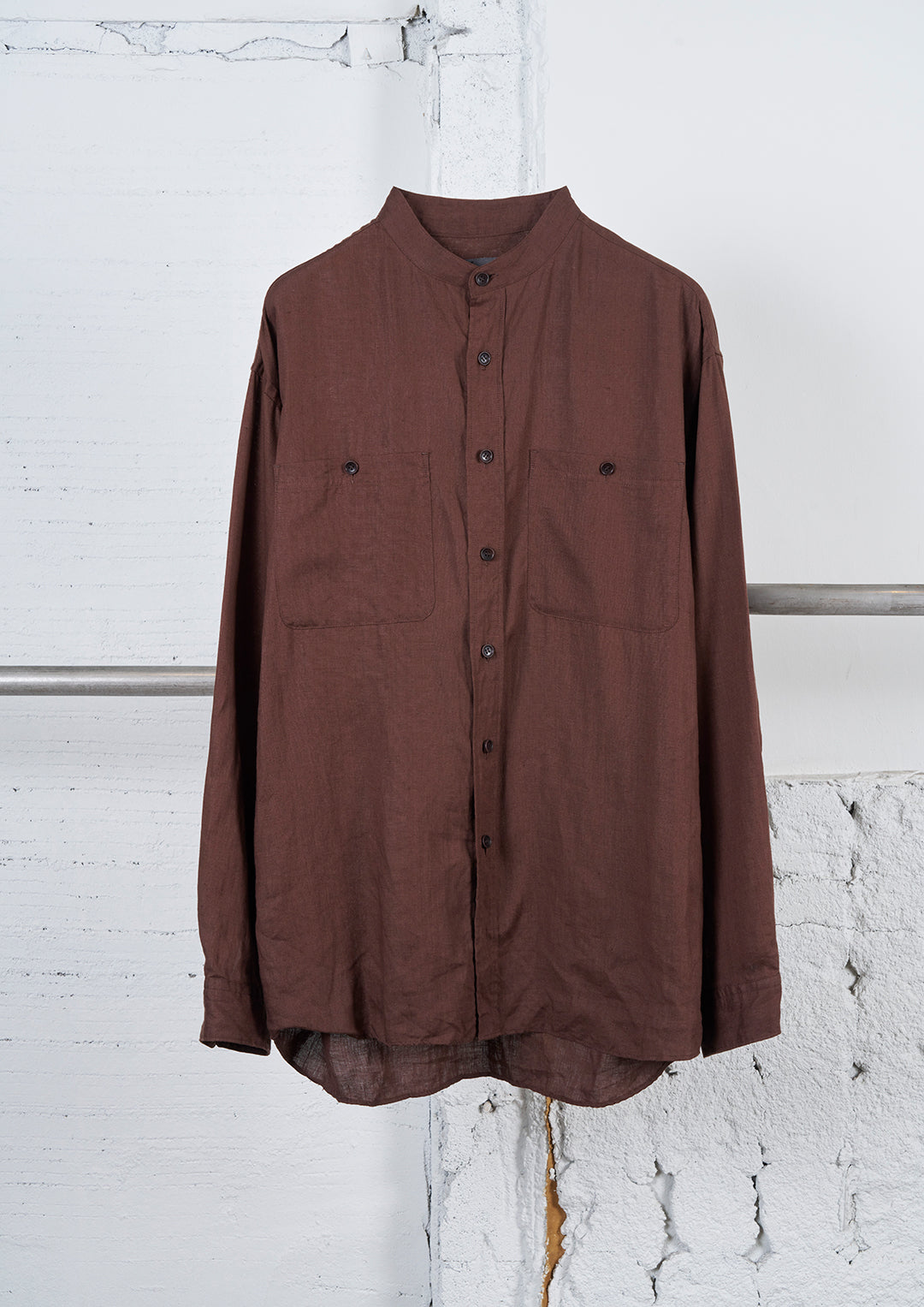 Y's × MASSES_LINEN CLOTH LINEN STAND COLLAR BLOUSE