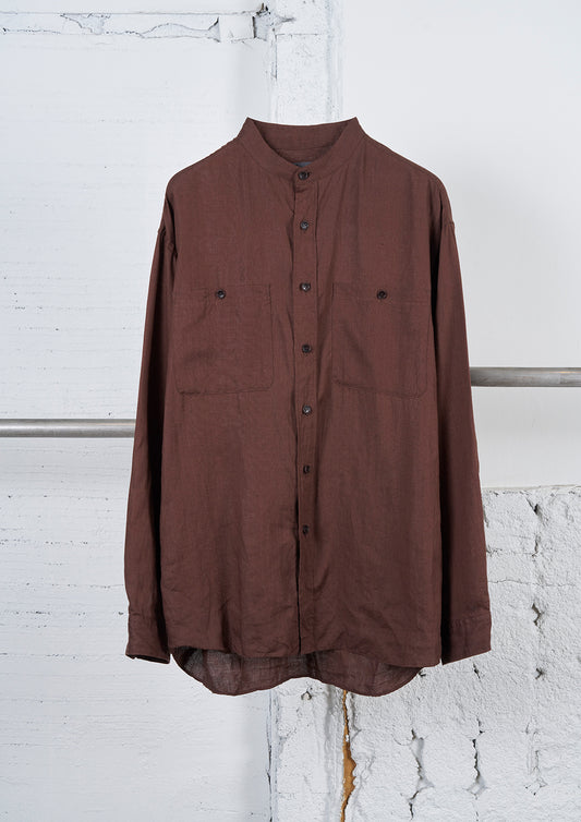 Y's × MASSES_LINEN CLOTH LINEN STAND COLLAR BLOUSE