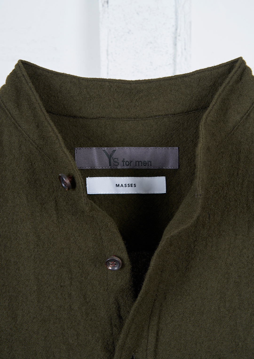 Y's × MASSES_SHRINK SERGE SHRINK STAND COLLAR BLOUSE