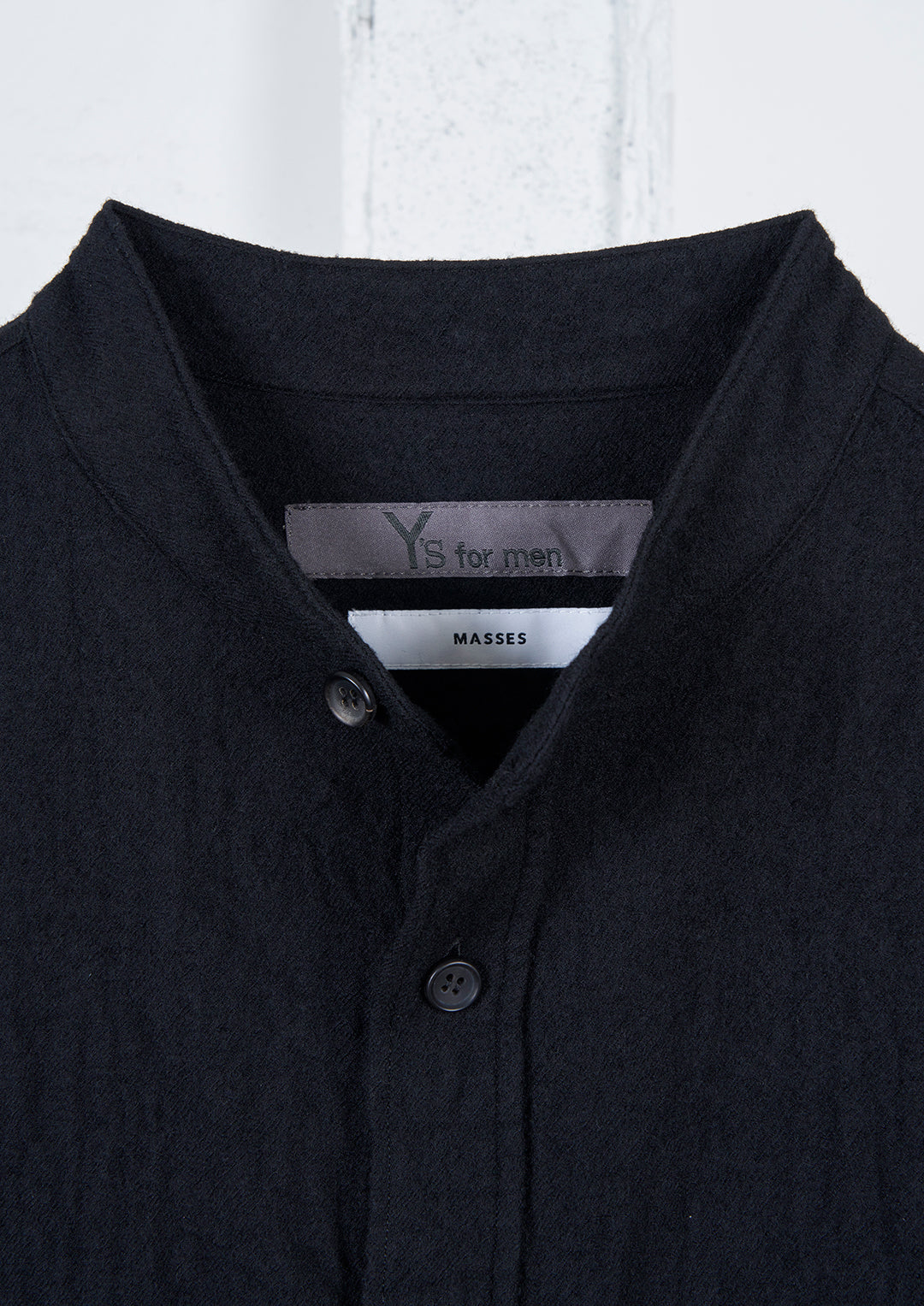 Y's × MASSES_SHRINK SERGE SHRINK STAND COLLAR BLOUSE