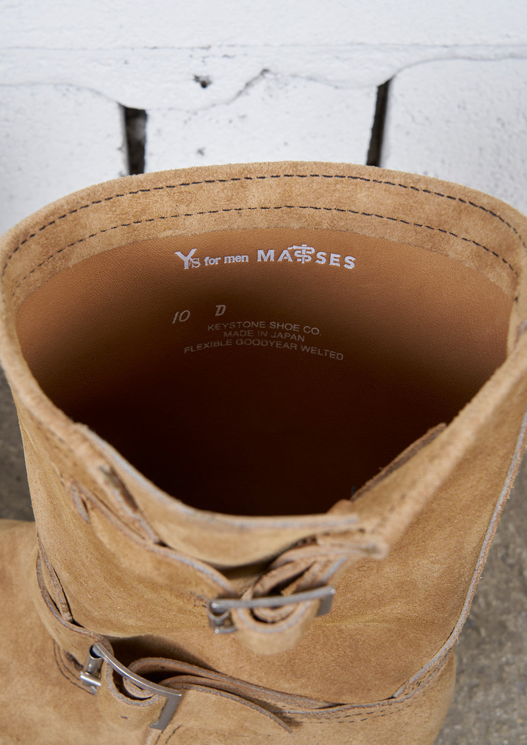 Y's × MASSES_BUCK SKIN BEIGE ENGINNER BOOTS