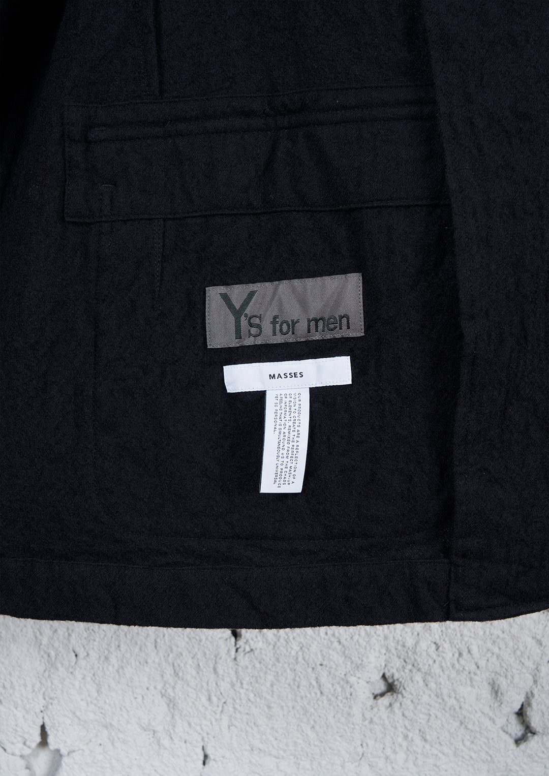 Y's × MASSES_SHRINK SERGE 3BS JACKET